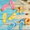12 Pcs Summer Tiered Tray Decor Summer Decorations for Home Flip Flop Tiered Tray Decor Set Beach Hawaii Slippers Wooden Tabletop Signs Summer Flip Flop Decorations for Home Kitchen Table (Colorful)
